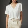 New ???? By Anthropologie Silky V-Neck Top WHITE ????