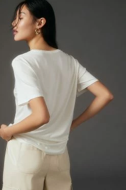 New 🎁 By Anthropologie Silky V-Neck Top WHITE 👏 -Pilcro shop unnamed file 863