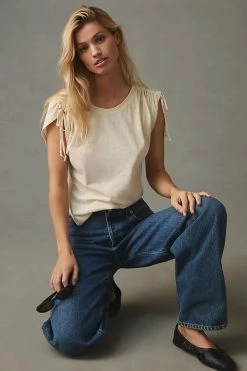 New 😉 Daily Practice By Anthropologie The Willow Spring Top OYSTER ❤️