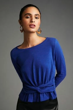 Coupon 🌟 Pilcro Long-Sleeve Twist Tee BLUE 😉 -Pilcro shop unnamed file 871