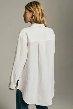 Best Sale 🎉 By Anthropologie Longline Henley 👚 Shirt WHITE 🎁 -Pilcro shop unnamed file 889