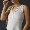 Outlet ???? Pilcro Ribbed Henley Tank WHITE ????