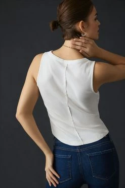 Outlet 🛒 Pilcro Ribbed Henley Tank WHITE 🎁 -Pilcro shop unnamed file 893