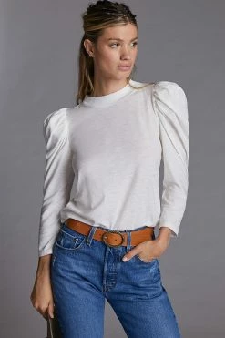 Coupon 🎉 Nation LTD Puff-Sleeved Mock Neck Top WHITE 💯 -Pilcro shop unnamed file 901