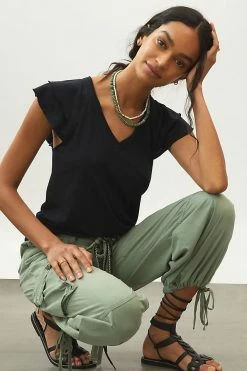 Best Sale 👏 Maeve Catie Ruffle-Sleeved Tee OXFORD 😀