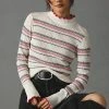 Top 10 ???? Scotch & Soda Striped Mock-Neck Ruffle Pullover IVORY ????