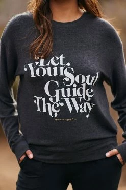 New ✨ Spiritual Gangster Guide The Way Relaxed Savasana Sweater CARBON ⌛ -Pilcro shop unnamed file 92