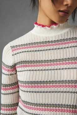 Top 10 😍 Scotch & Soda Striped Mock-Neck Ruffle Pullover IVORY 🔔 -Pilcro shop unnamed file 920