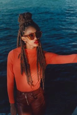 New 👍 Maeve Mesh Turtleneck ORANGE 🔔 -Pilcro shop unnamed file 927