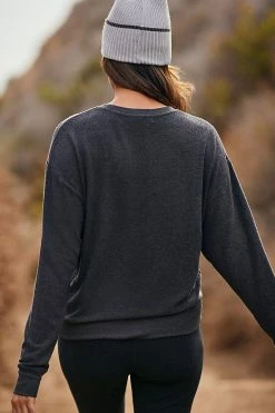 New ✨ Spiritual Gangster Guide The Way Relaxed Savasana Sweater CARBON ⌛ -Pilcro shop unnamed file 93