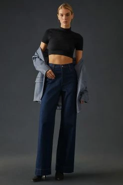 Cheapest 🎁 By Anthropologie Seamless Cropped Mock-Neck Top BLACK ⭐ -Pilcro shop unnamed file 944