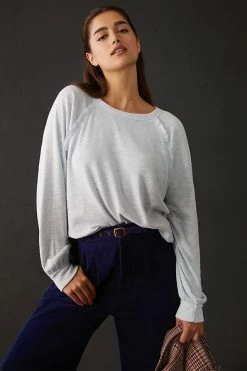Best reviews of 😉 Pilcro Ruffled Raglan Thermal Top LIGHT GREY 🥰