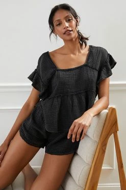 Wholesale ⭐ By Anthropologie Gauze Top BLACK 🔔