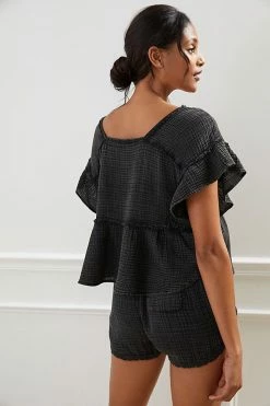 Wholesale ⭐ By Anthropologie Gauze Top BLACK 🔔 -Pilcro shop unnamed file 970