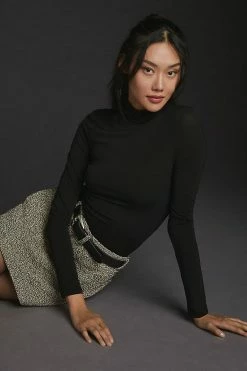 Best Pirce ❤️ Citizens Of Humanity Francesca Mesh Turtleneck BLACK 😉