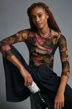 Outlet 😉 Porridge Kona Mock-Neck Top BLACK MOTIF ✨