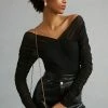 Hot Sale ???? Maeve Shirred Mesh Top BLACK ????