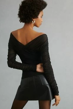 Hot Sale 🔔 Maeve Shirred Mesh Top BLACK 😍 -Pilcro shop unnamed file 995